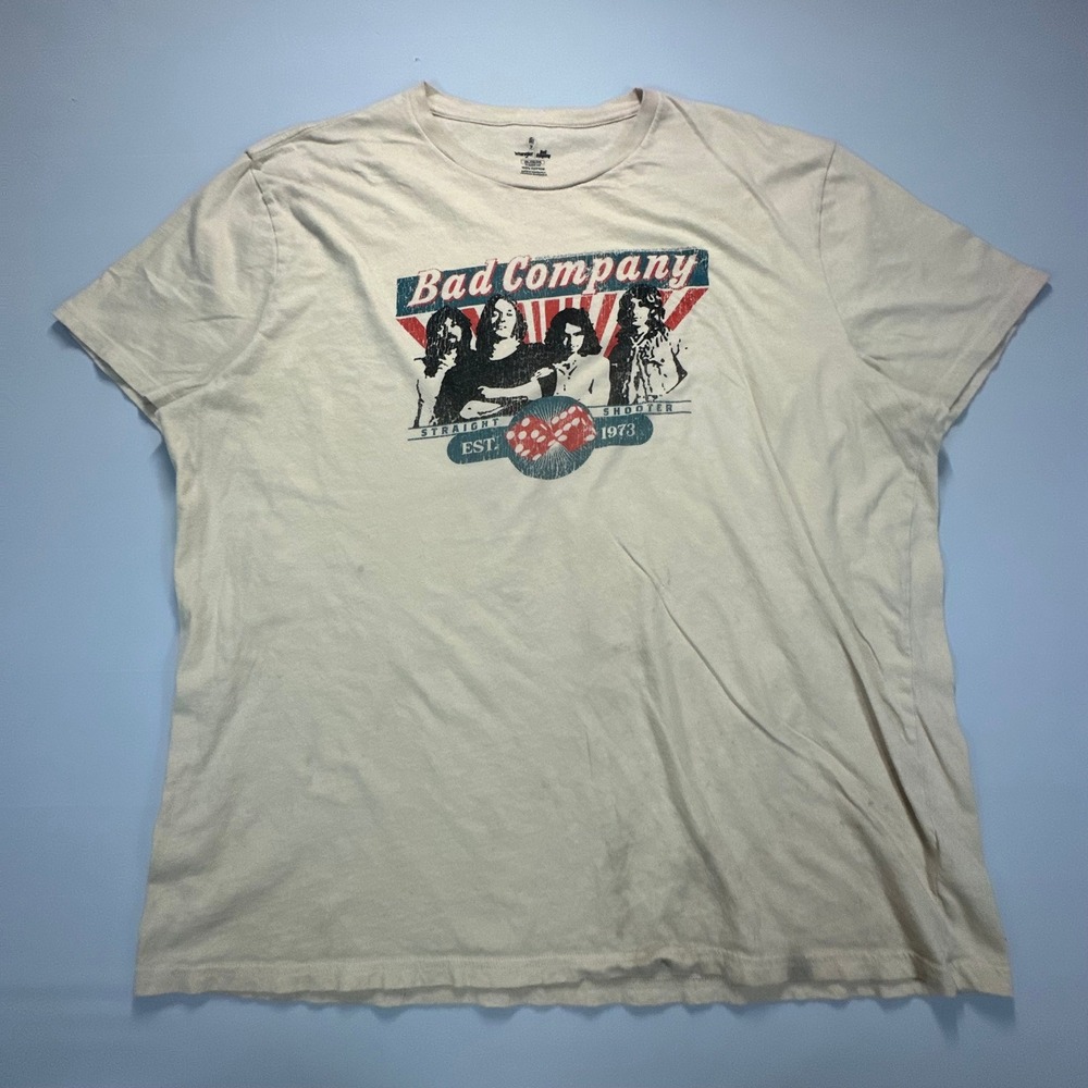 Wrangler Bad Company Graphic T-Shirt 2XL Cream Rock Band Straight Shooter 1973